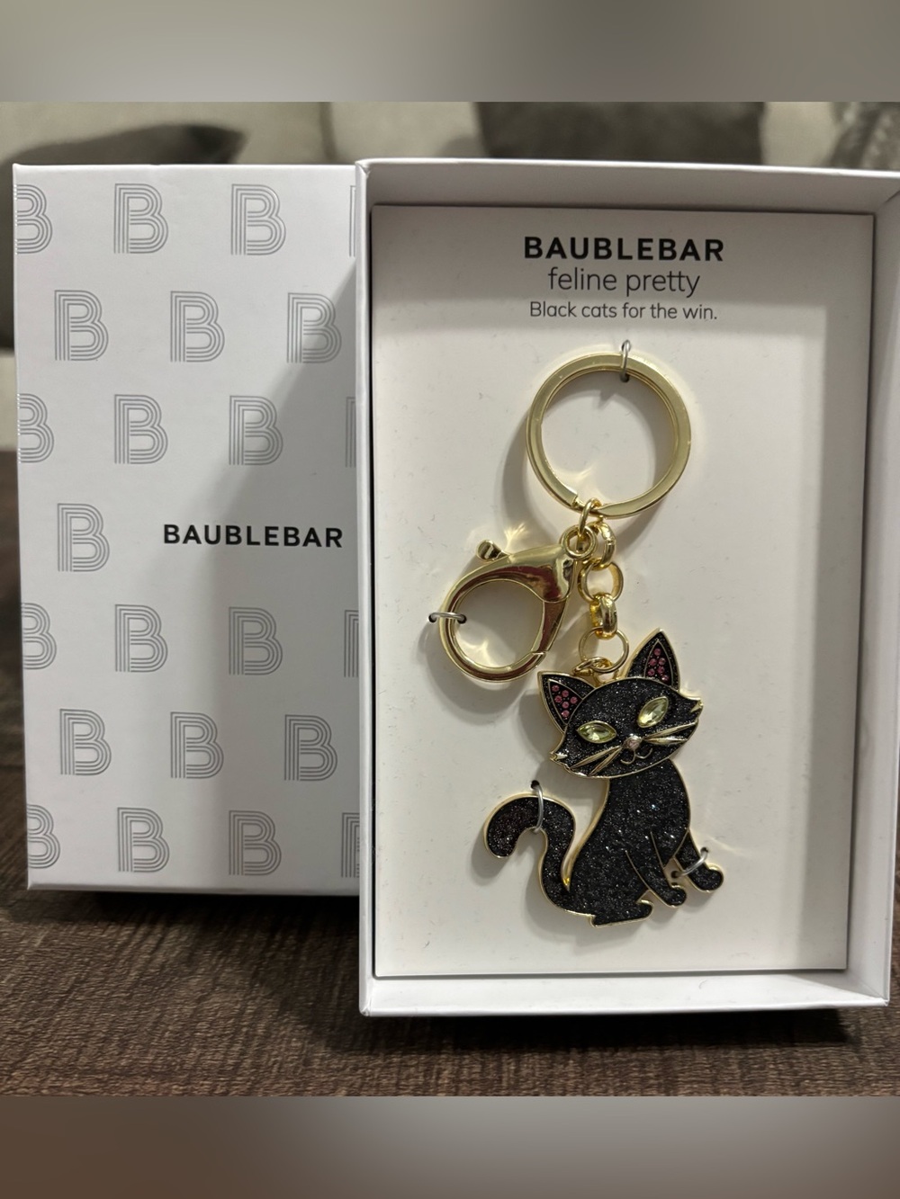 BaubleBar “Feline Pretty” Black Cat Keychain/Bagcharm
